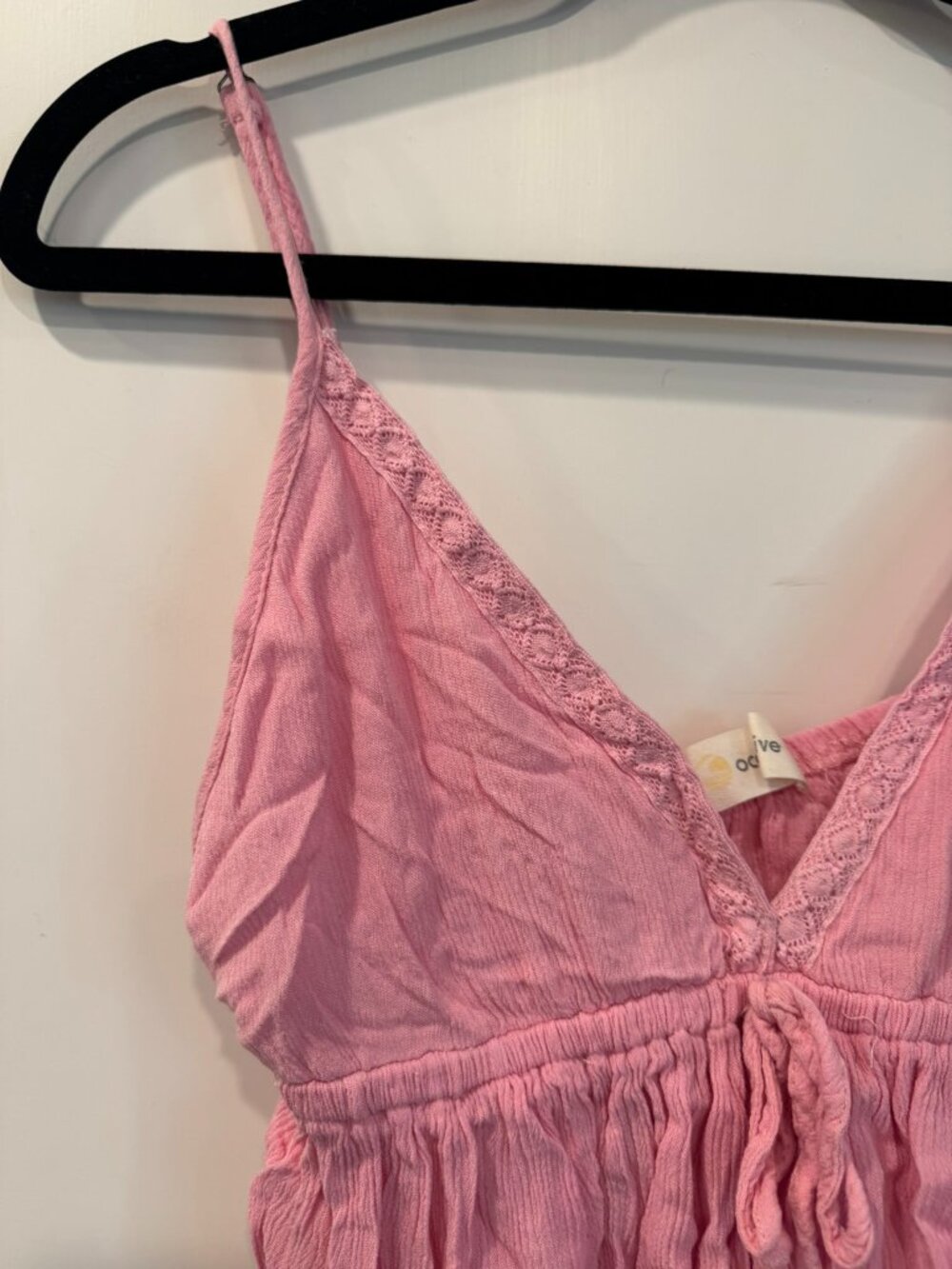 Ocean Drive Baby Pink Rayon Crinkle Tank Top w/ Ruffle - Women's Size Large - Picture 5 of 9